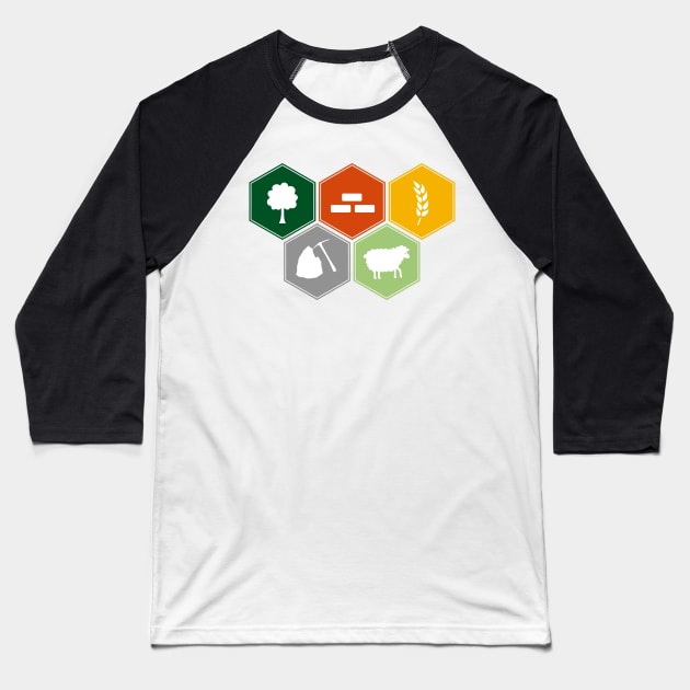 Catan resources Baseball T-Shirt by VinagreShop